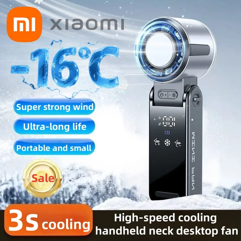 Xiaomi 16°C Semiconductor Cooling Handheld Fan 4000mAh 100 Speeds Turbo Fan Portable AC Outdoor/Office/Travel Folding Neck Fan