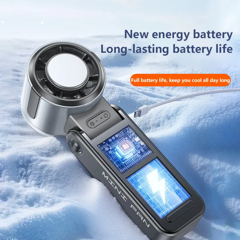 Xiaomi 16°C Semiconductor Cooling Handheld Fan 4000mAh 100 Speeds Turbo Fan Portable AC Outdoor/Office/Travel Folding Neck Fan