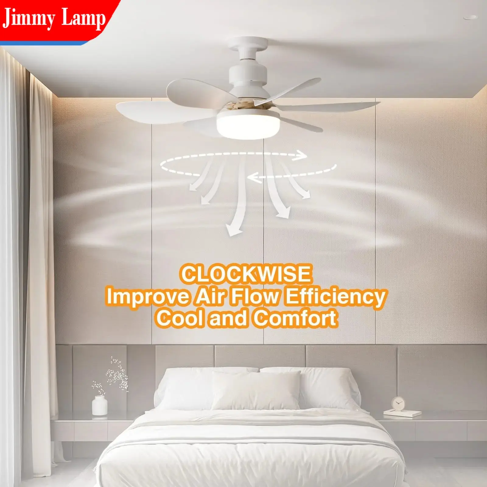 20.5in Ceiling Fan with LED Light E27 Remote Control Fan Small Ceiling Fan for Bedroom Living Room Laundry Kitchen Store Decor