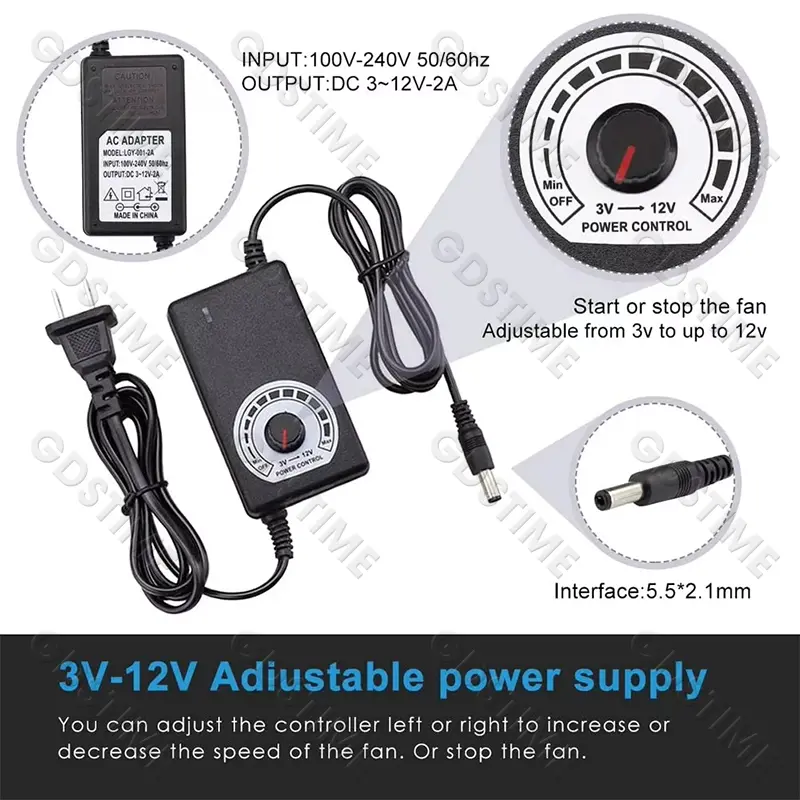 Gdstime 120mm x 25mm 110V 220V AC Powered Fan with Speed Controller 3V to 12V for Receiver Xbox DVR Playstation Component Cooler