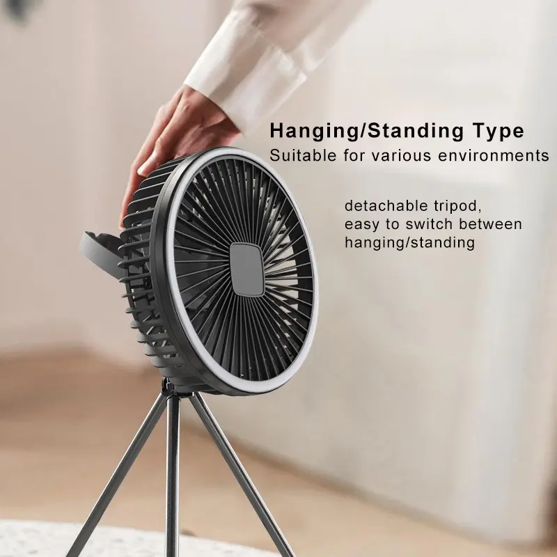 Portable Camping Fan 10000mAh 5000mAh USB Rechargeable Wireless Ceiling Electric Fan With LED light For Home Office Travel Camp
