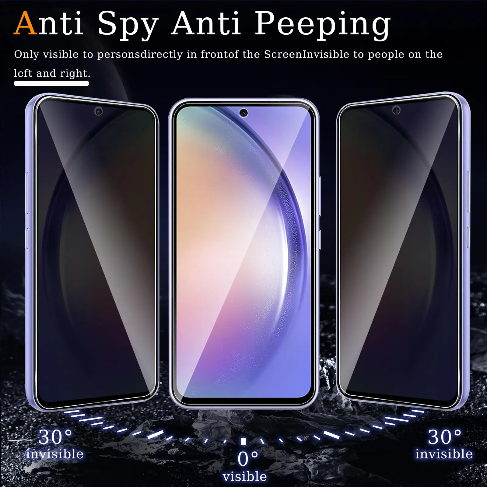 Anti Spy Screen Protector For Galaxy A54 Samsung Tempered Glass Privacy Peep Scratch 9H Case Friendly High Aluminum
