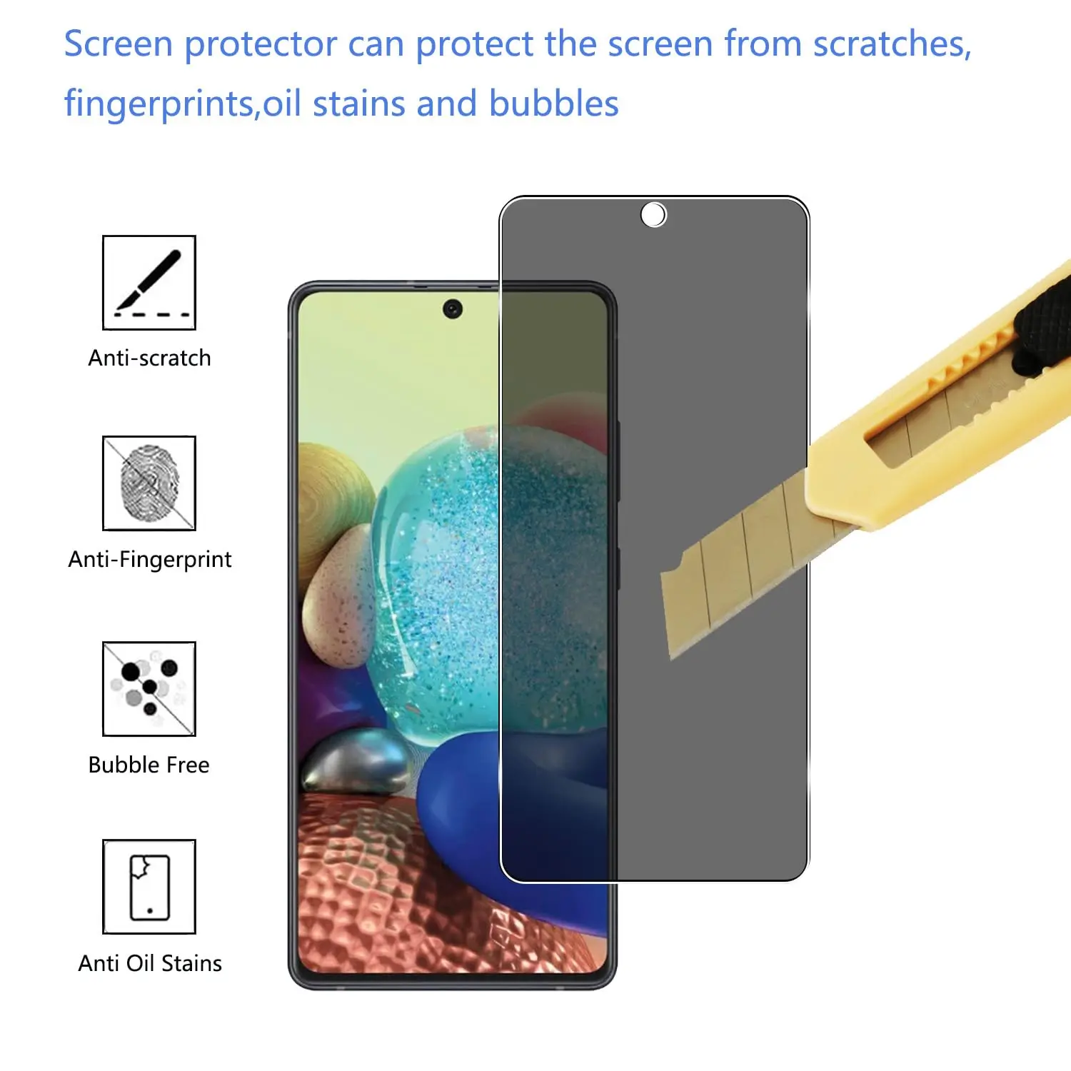 Anti Spy Screen Protector For Samsung Galaxy A71 5G UW Tempered Glass 9H Privacy Peep High Aluminum Case Friendly