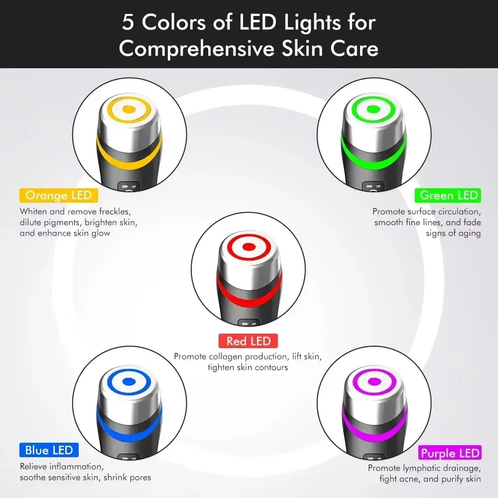 NEW Booster Pro Led Facial Light Therapy 5 Colors Eye Beauty Wand Red Light Eye Massager for Skincare & Blue Rejuvenation Tool