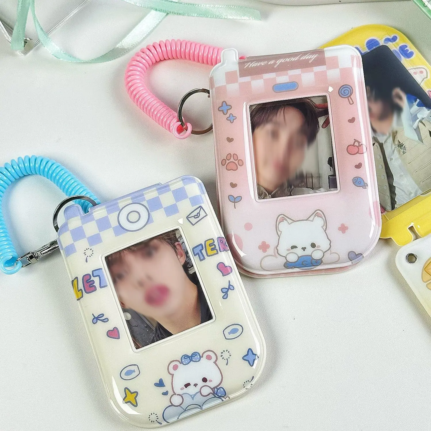 Flip phone model three inch small card cover cute protective cover campus card storage card cover