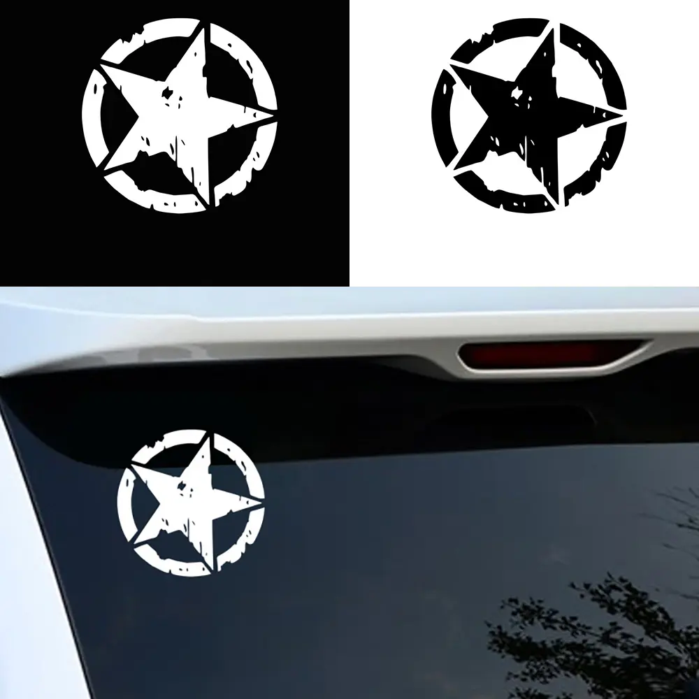 Car Sticker Pentagram Waterproof and Sunscreen Personality Interesting Decal Military Army Star Hood Stickers Auto Accessories