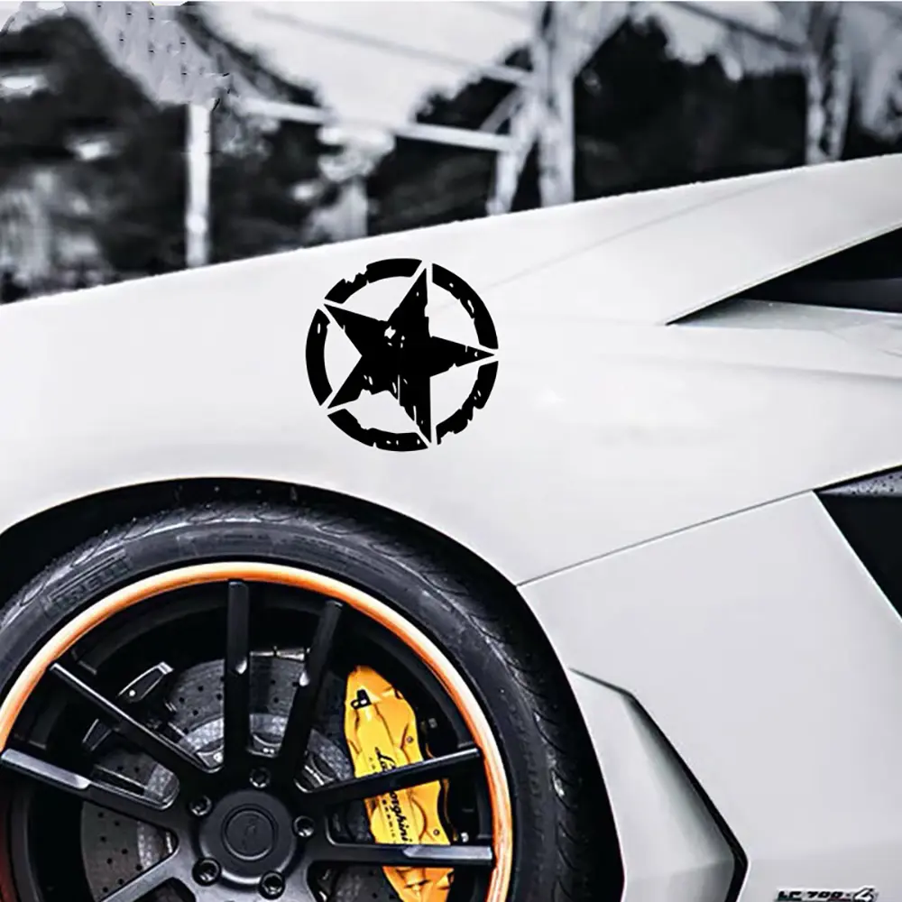Car Sticker Pentagram Waterproof and Sunscreen Personality Interesting Decal Military Army Star Hood Stickers Auto Accessories
