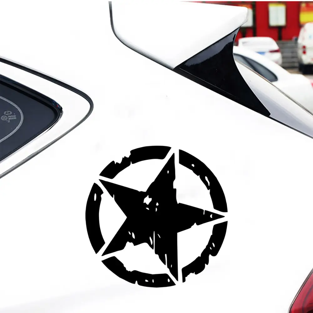 Car Sticker Pentagram Waterproof and Sunscreen Personality Interesting Decal Military Army Star Hood Stickers Auto Accessories