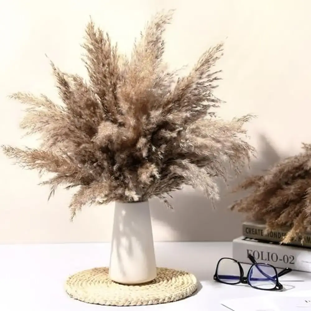 150pcs Dried Pampas Grass Bulk Natural Fluffy Boho Wedding Decor Bouquets