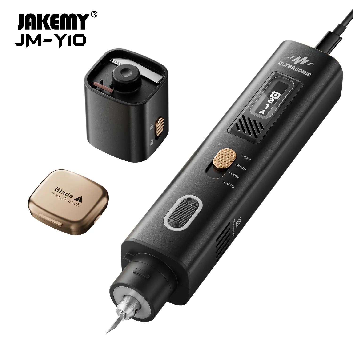 JAKEMY 35W 40kHz 2-in-1 Handheld Ultrasonic Cutter & Polisher, Dedicated To Fast and Efficient Cutting, Grinding, and Polishing