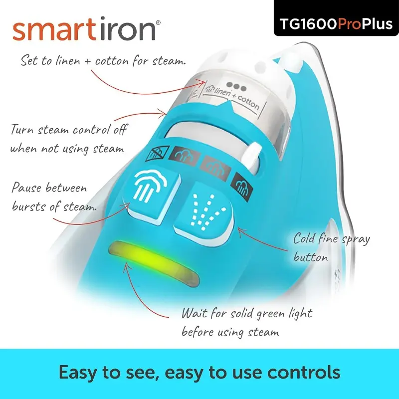 Oliso TG1600 Pro Plus 1800 Watt SmartIron with Auto Lift -for Clothes,Sewing,Quilting |Diamond Ceramic-Flow Soleplate Steam Iron