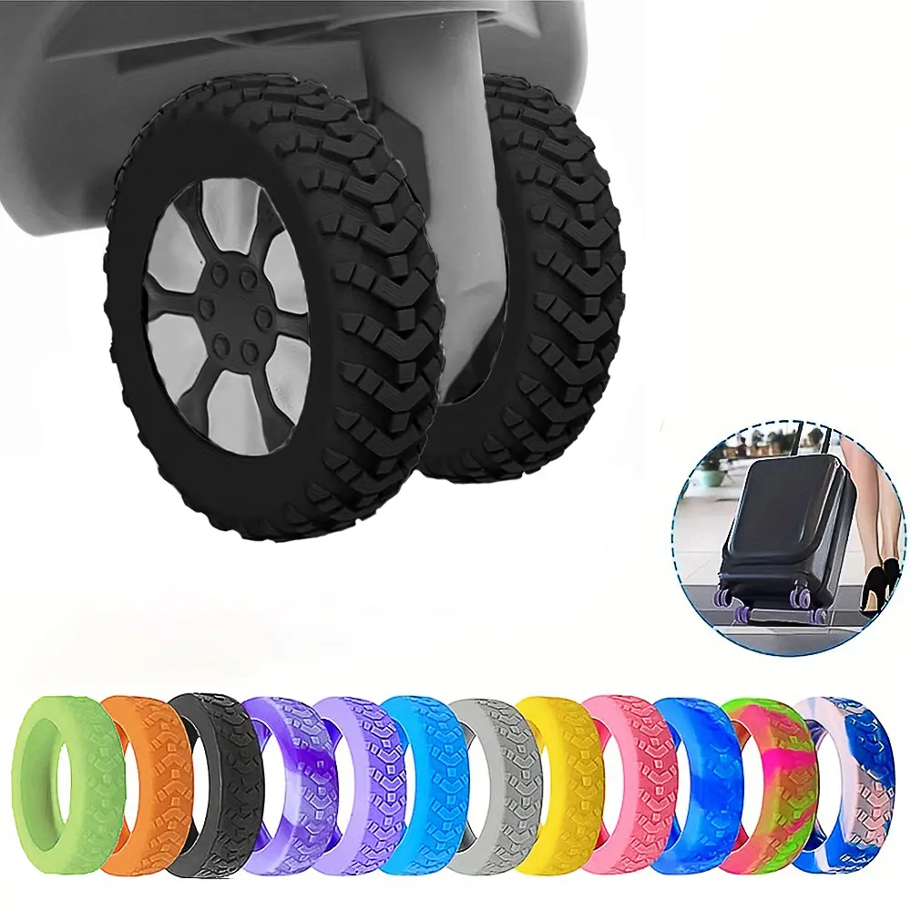 TravelLuggage Caster Shoes Silicone Suitcase Wheels Protection Cover withSilent Sound Reduce Noise Trolley Box Casters CoverA-DH