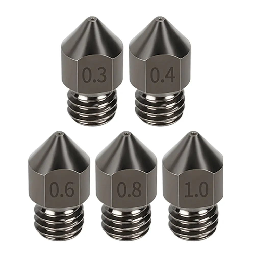 5 Pcs MK8 Nozzle Hardened Steel M6 Corrosion-Resistant Extruder 0.4/0.6/0.8mm 3D Printer Nozzle For CR10 Ender 3 Sapphire Pro