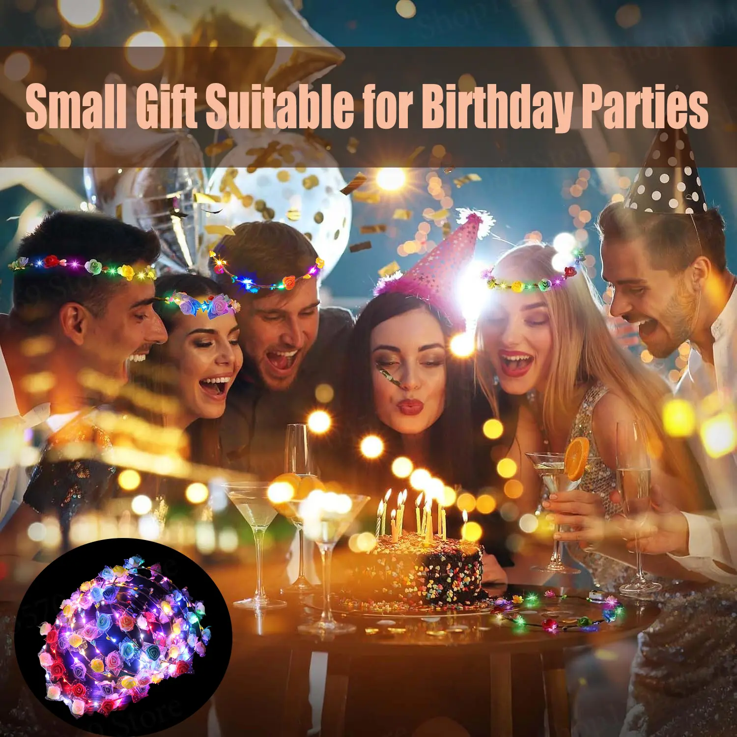 20-120Pcs LED Flower Crowns Headbands Light up Flower Crowns Multicolor Wreath Headband for Wedding Beach Birthday Party Favors