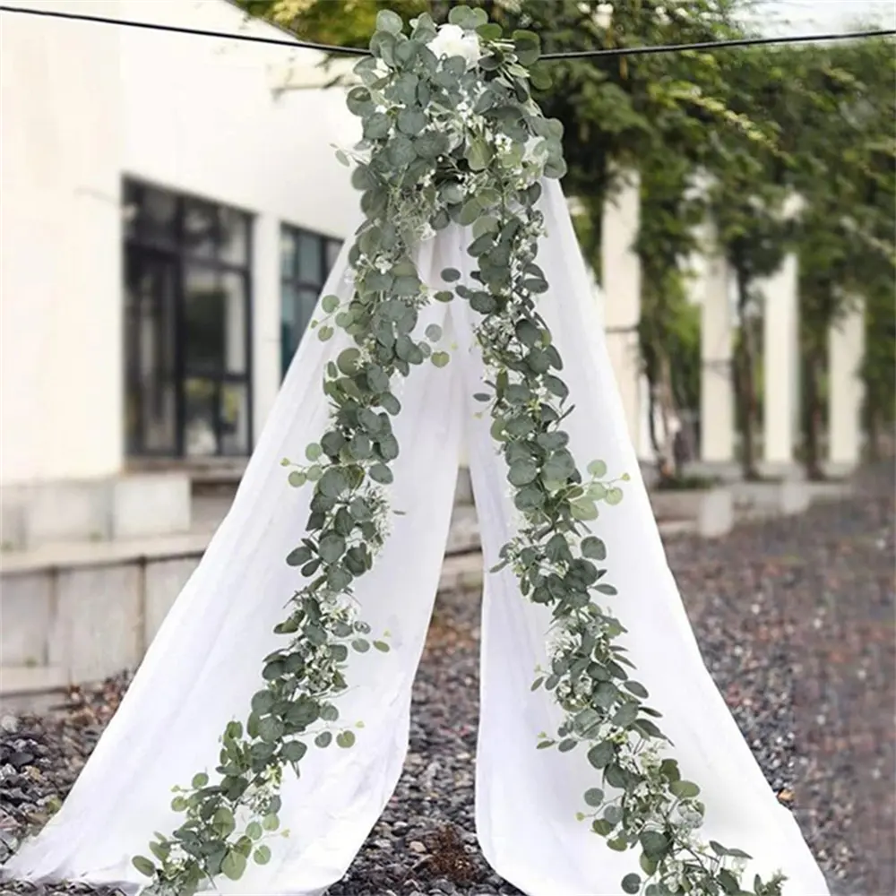 1.8M Artificial Eucalyptus Garland Green Leaves Vine Faux Greenery Spring Wedding Home Party Decor