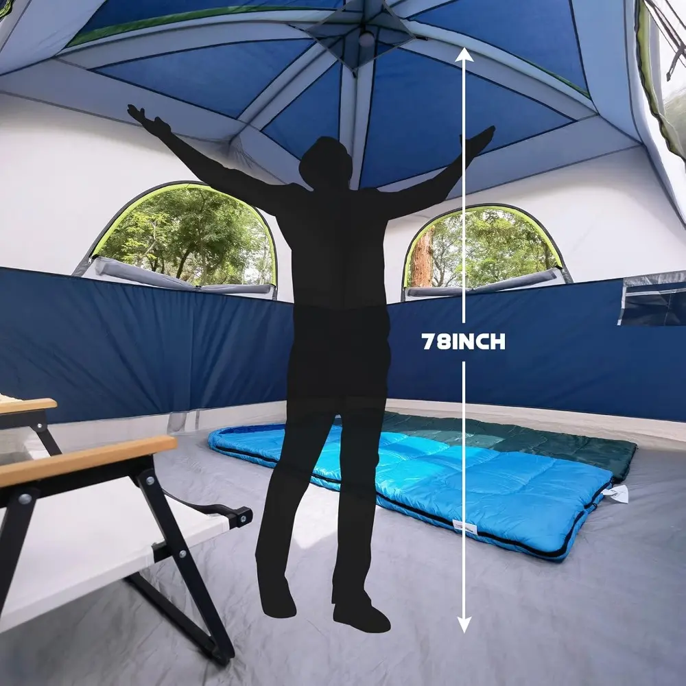 UNP Tents 6 Person Waterproof Windproof Easy Setup,Double Layer Family Camping Tent with 1 Mesh Door & 5 Large Mesh Windows -10'
