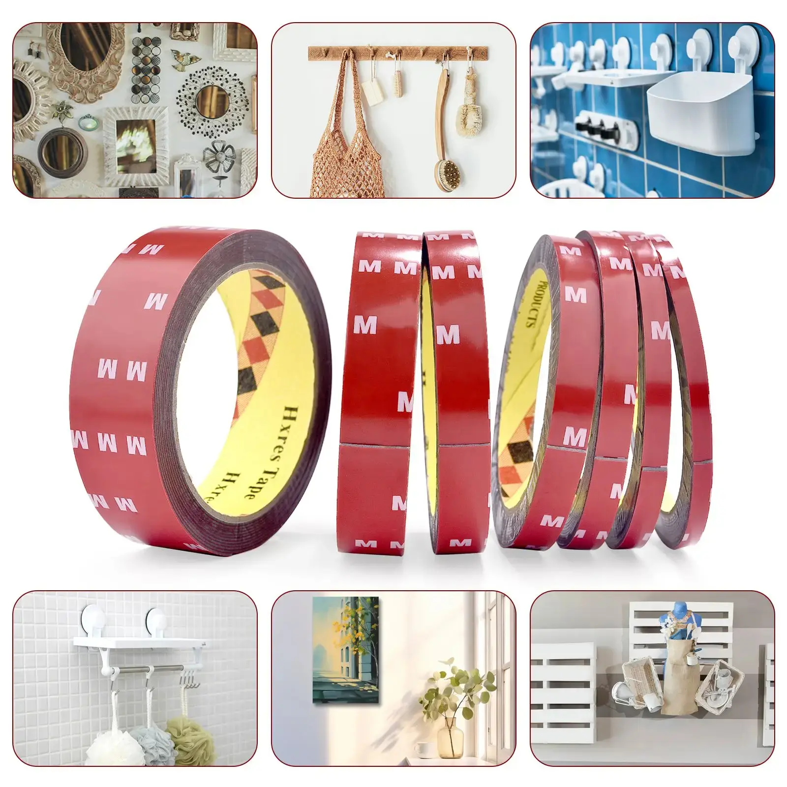 6-50mm Double Sided Tape - Acrylic Super Strong Waterproof Heat Resistant - No Trace Wall Mounting Home/Car/Rain Visors