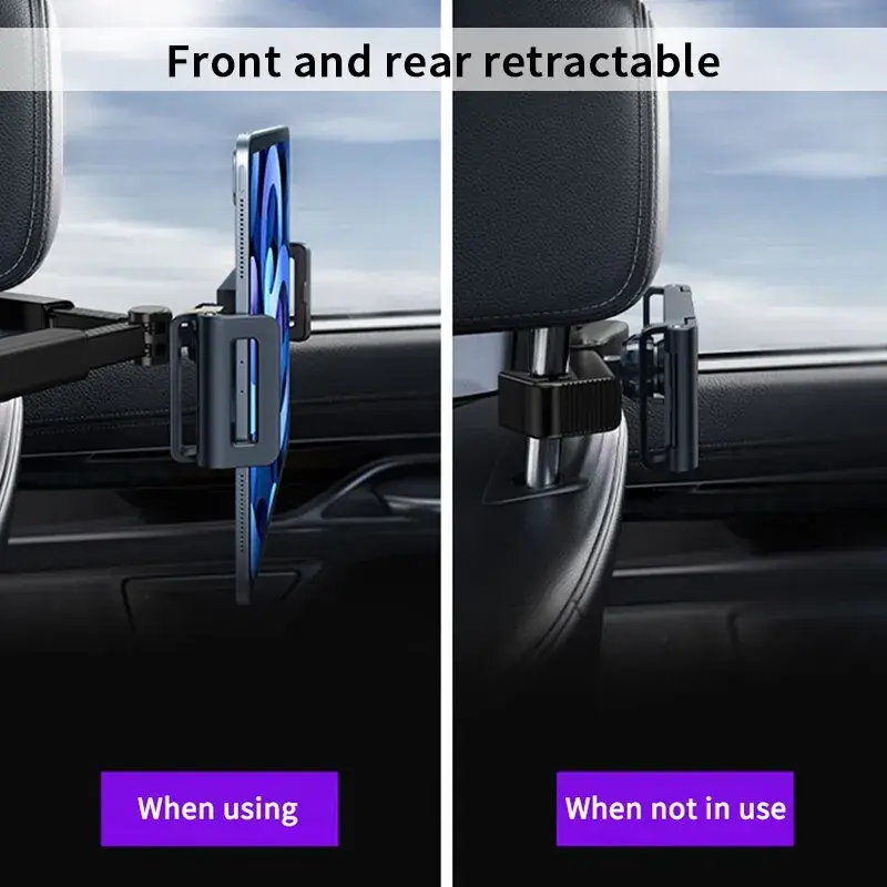 Telescopic Car Phone Holder for Rear Row Tablet Holder Anti Shake Tablet Mount Universal Auto Phone Stand for 4-12.9 Inch iPad