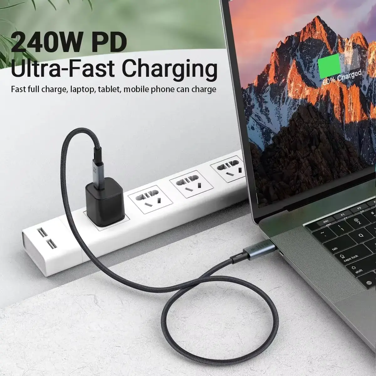 240W USB4 Type-C to USB-C Cable Pd 8K 60hz 40G Type-C Cord for Macbook Pro Thunderbolt3 4ipad Samsung Google Pixel Xiaomi Huawei