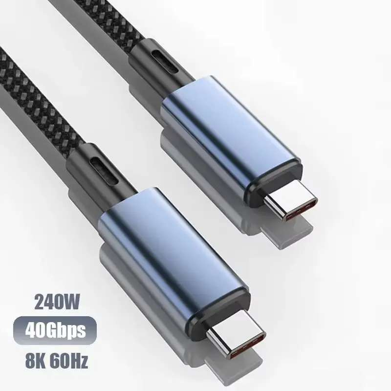240W USB4 Type-C to USB-C Cable Pd 8K 60hz 40G Type-C Cord for Macbook Pro Thunderbolt3 4ipad Samsung Google Pixel Xiaomi Huawei