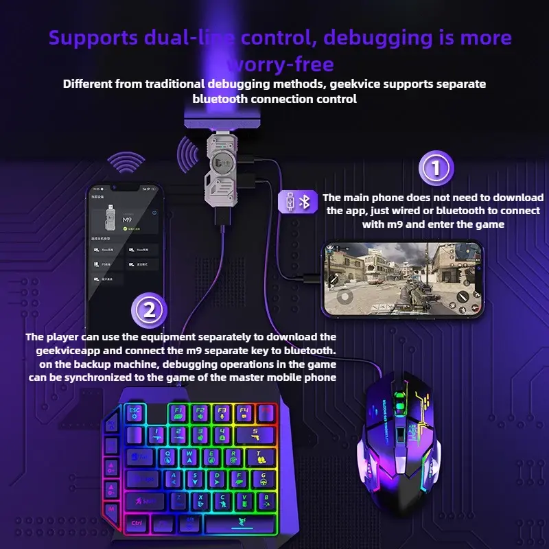 Gamwing M9 Mobile Game Keyboard & Mouse Controller Converter Adapter for Native Games Call of Duty for Android & iOS