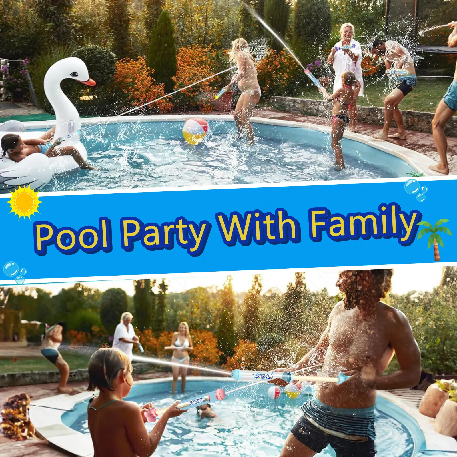 8-60Pcs Firework Water Guns for Kid Adult Pull-Back Pull-Out Water Gun Beach Water Game Toy Swimming Pool Party Favors for Guest