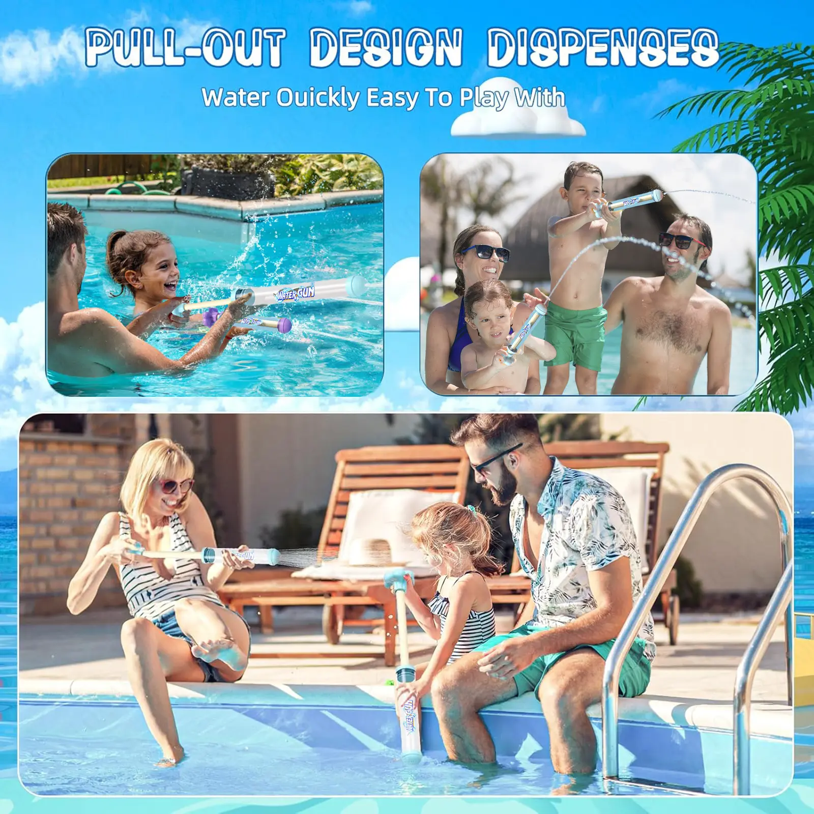8-60Pcs Firework Water Guns for Kid Adult Pull-Back Pull-Out Water Gun Beach Water Game Toy Swimming Pool Party Favors for Guest