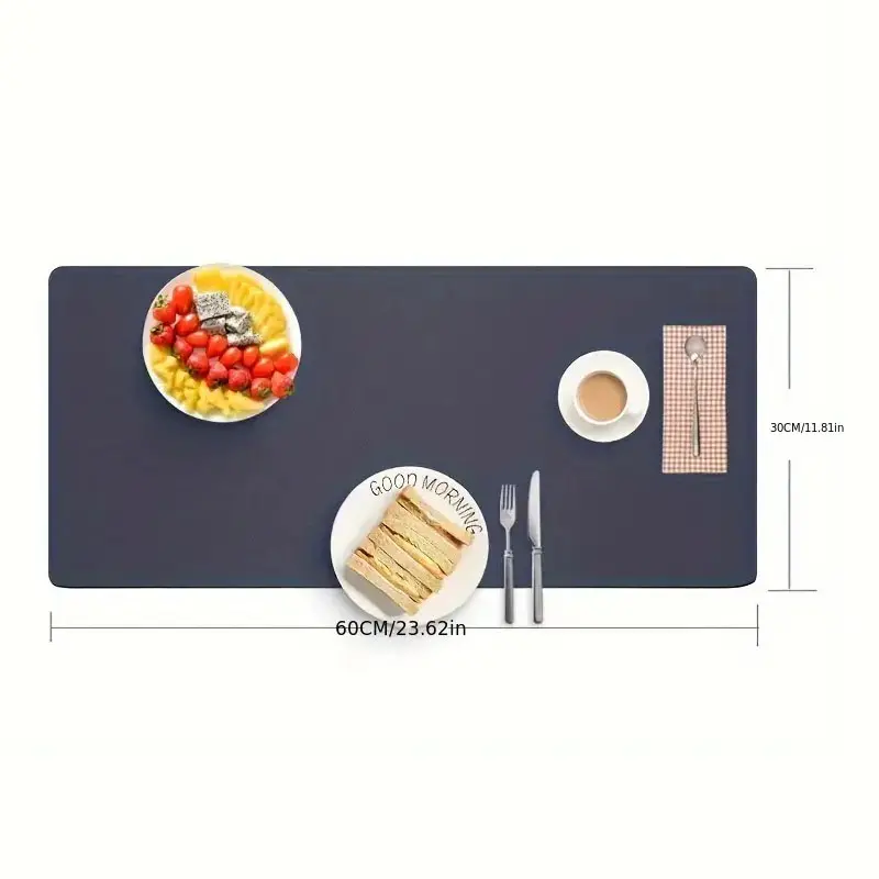 1pc Large Size Office Desk Protector Mat 23.62x11.81in Blue Multicolor PU Leather Waterproof MousePad Desktop Keyboard Desk Pad