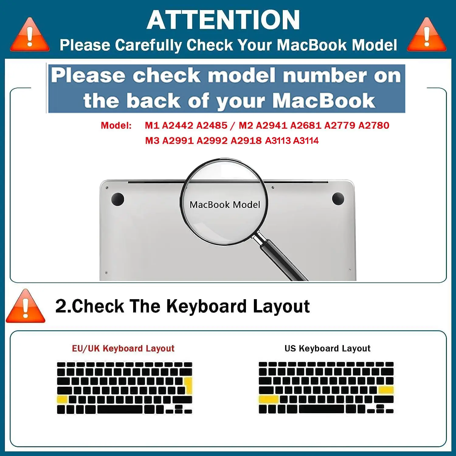 Keyboard Cover Skin for MacBook Air & Pro M3 M2 M1 15.3"14"13.6" 16 A3113 A3114 A2941 A2681 A2992 A2991 A2918 A2779 A2780 A2442