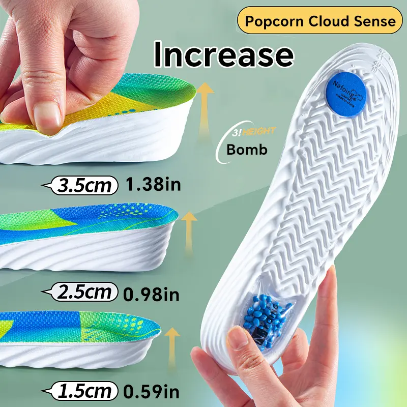 1 pair of hidden height-increasing insoles, soft and comfortable, odor-proof, with a plug-and-pull design, protecting your heigh