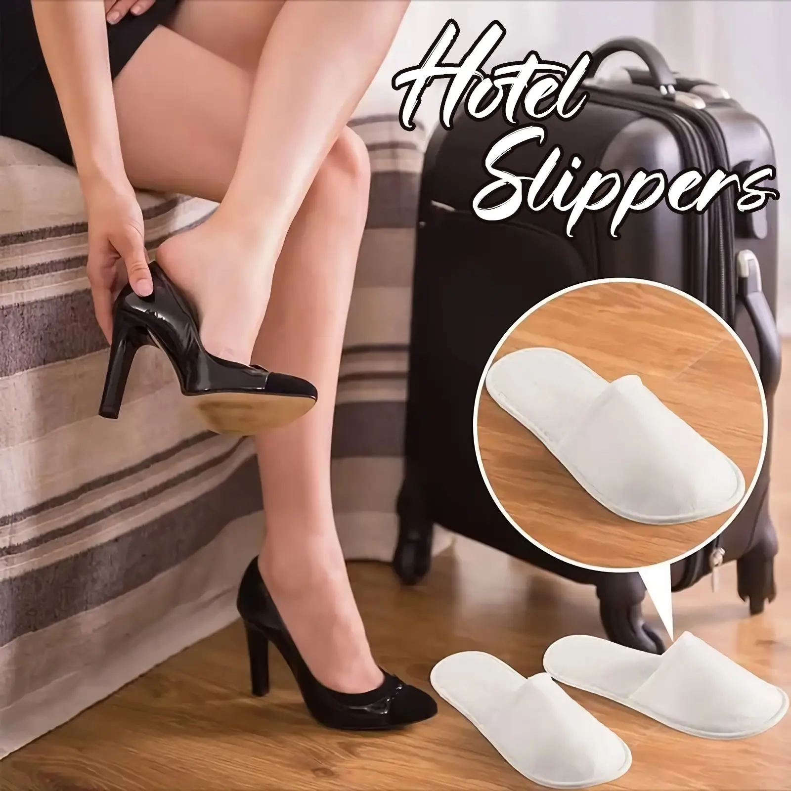 20-200Pairs White Hotel Slippers Unisex Disposable Slippers for Guests Non-Slip Bathroom Slippers Spa Slippers for Men and Women