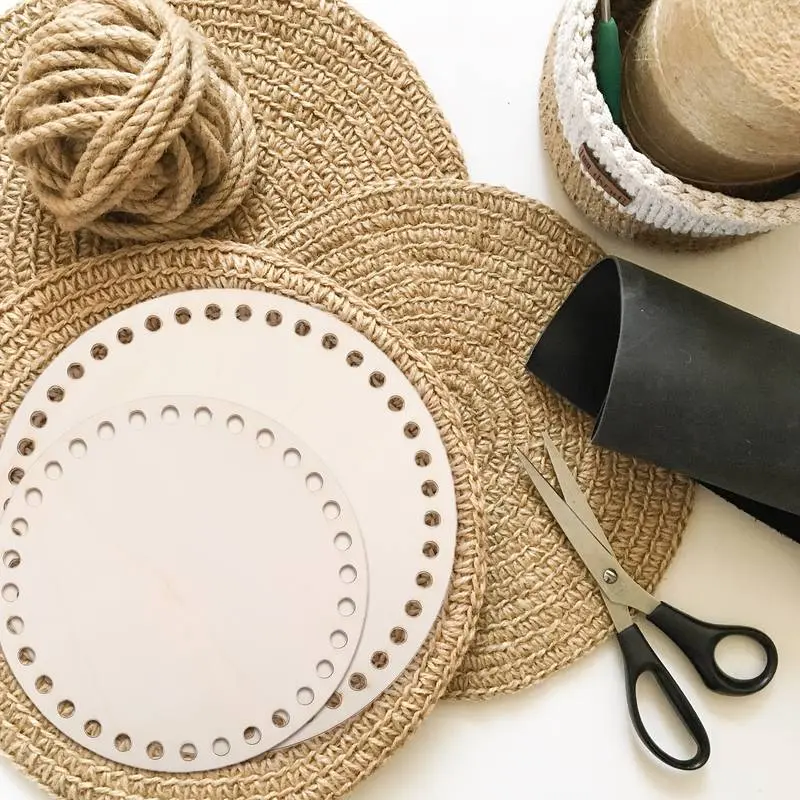 5 PCS Wooden Crochet Basket Bases – DIY Weaving Kit for Home Decor & Craft Projects