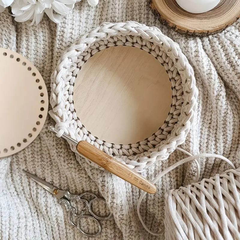 5 PCS Wooden Crochet Basket Bases – DIY Weaving Kit for Home Decor & Craft Projects