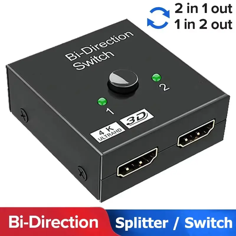 Switch Bi-Direction 2.0 Splitter HDMI-compatible 1x2/2x1 Adapter 2 in 1 out Converter for 4K Switcher PS4 Pro/4/3 TV Box  ﻿