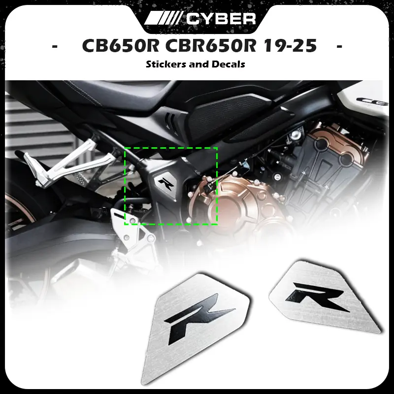 For Honda CB650R  CBR650R (2019-2025) - Complete Set of Stainless Steel Frame Side Cover Trim Covers and R Type R Emblem Sticker