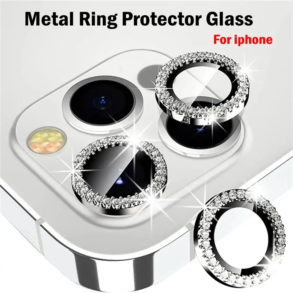 2-3pcs for iPhone 15 14 13 12 11 Pro Max Brick Inlaid Silver High-definition Scratch Resistant Lens Protection Rear Cover Camera