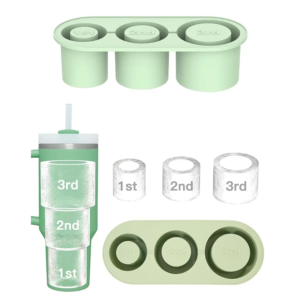 3-Pack Silicone Ice Cube Molds with Lids - Round Tube Ice Trays for Whiskey, Cocktails, Coffee (BPA-Free)