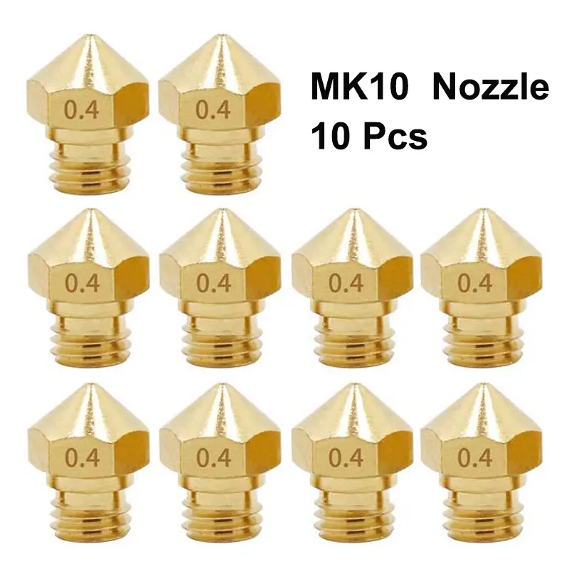 10 Pcs MK10 M7 Extruder Nozzle 3D Printer Nozzles 0.2/0.3/0.4/0.5/0.6/0.8/1.0mm Brass Extruder Print Head for 3D Printer