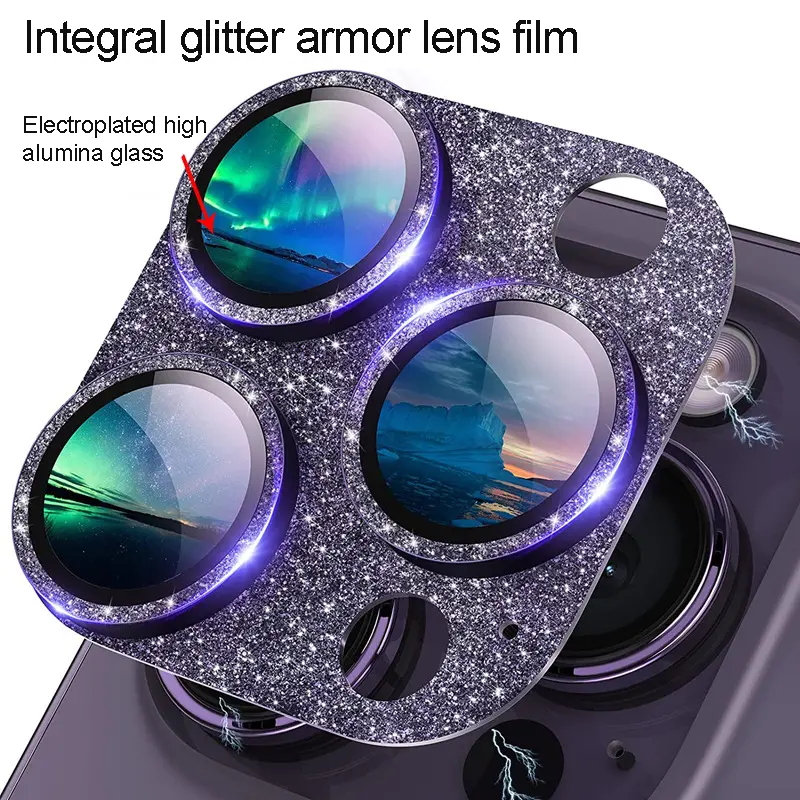 Integral Glitter Armor Lens Film iPhone13 14 15 Pro Max Accessories iphone Camera Protector iphone 15 Lens For Cell Phone Camera