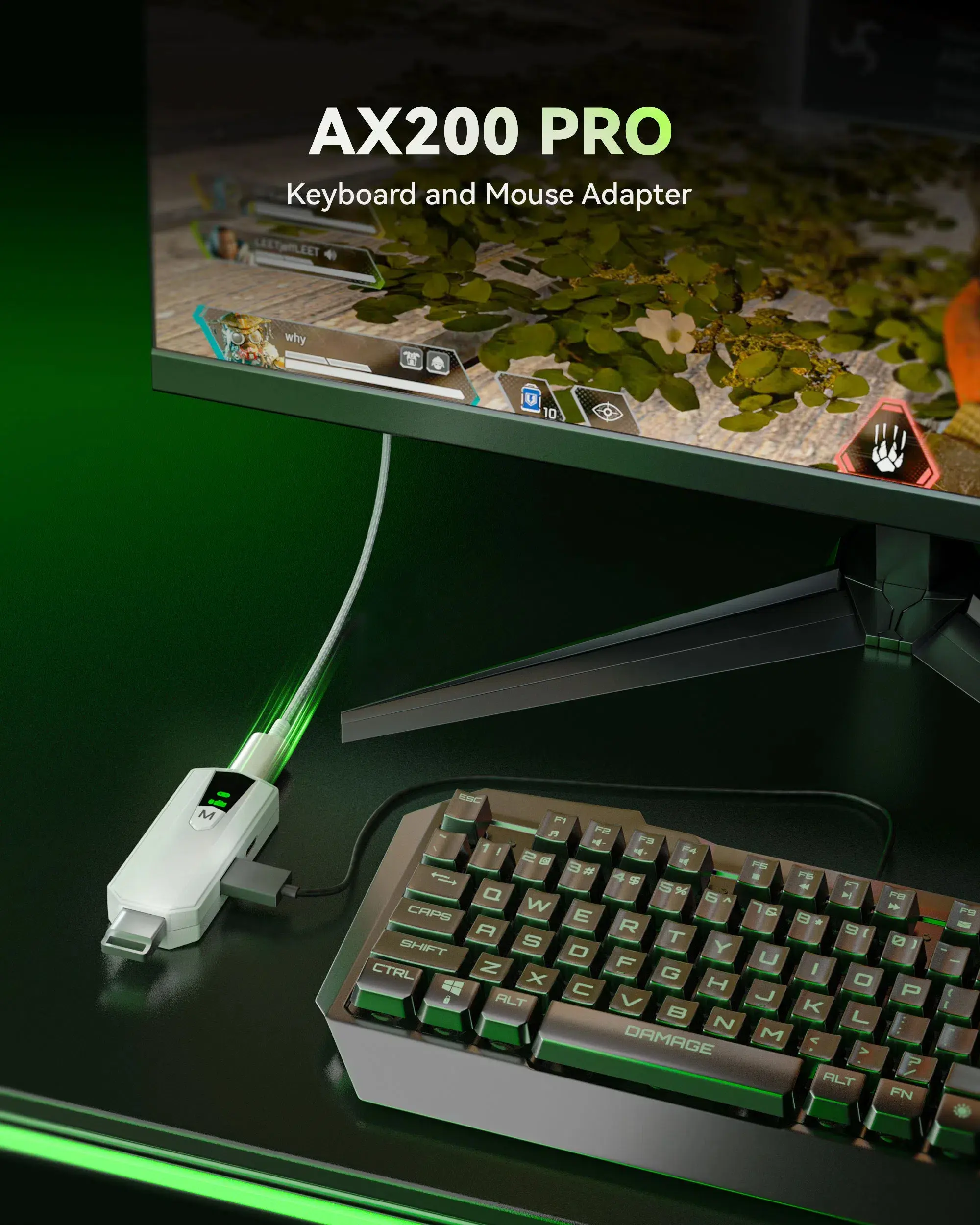 AX200PRO Keyboard Mouse Adapter, High Performance Converter | Compatible with Popular FPS Games | PC & NS Platforms