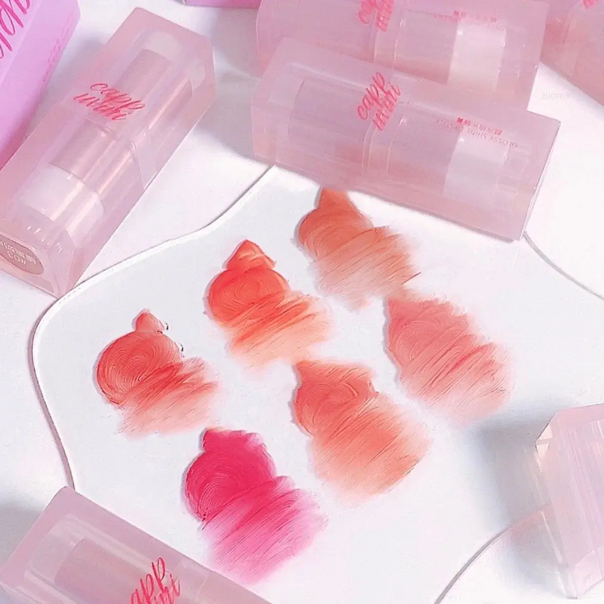 Jelly Brownish Red Lipstick Waterproof Lip Plumper Gloss Crystal Water Lip Tint Korean Long-lasting Lips Plumper Korean Makeup