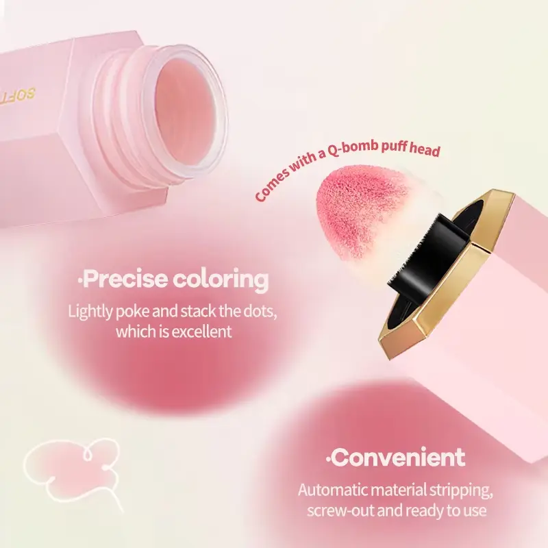 3-Color Matte Liquid Powder Blusher Easy to Apply Durable Waterproof Powder Blusher Sponge Brush Head