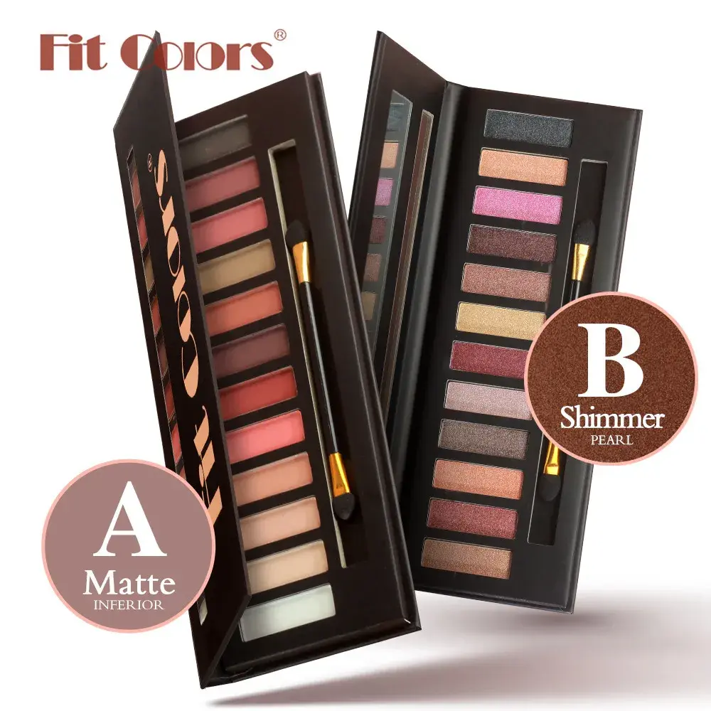 2-in-1 Eyeshadow Palette Multifunctional Matte & Pearlescent Shades Highlight Contour Blush - Neutral Shimmer Eyeshadow Palette