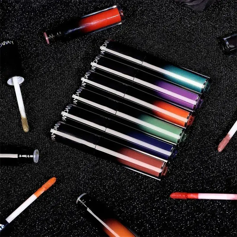 12 Color Halloween Dark Lip Gloss Matte Colorful Non Fade Liquid Lipstick Kit Waterproof Lasting Black Red Blue Velvet Lipsticks