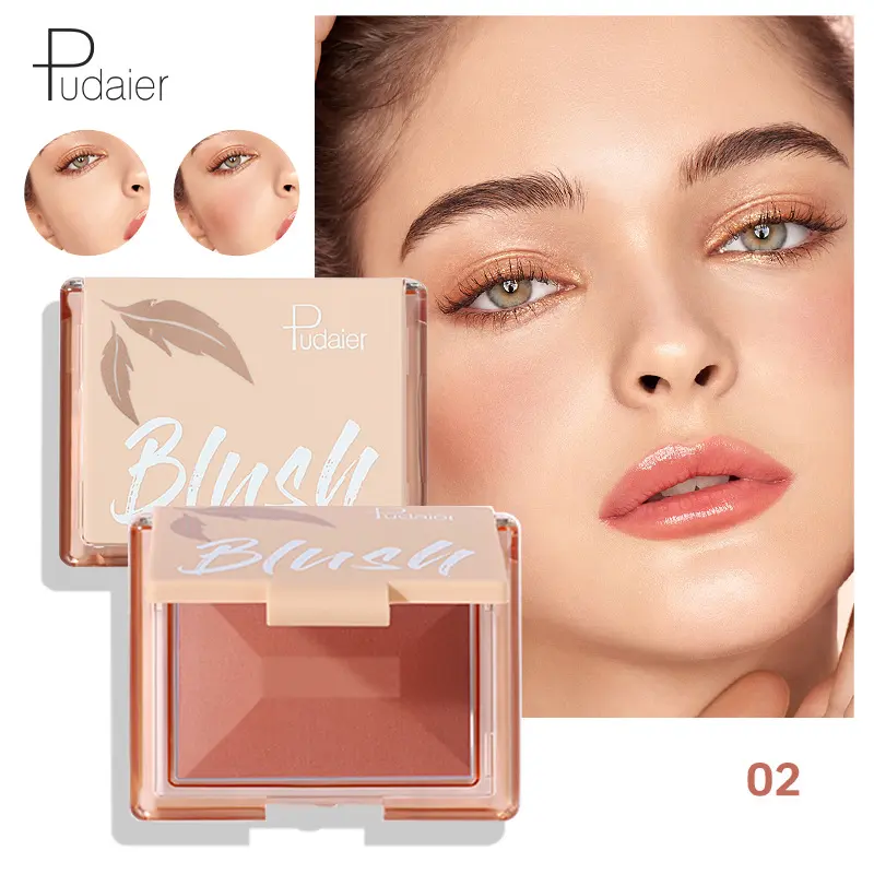 Matte waterproof blush, brightens skin tone, blush, eyeshadow and rouge 3 in 1, long-lasting natural nude makeup blush