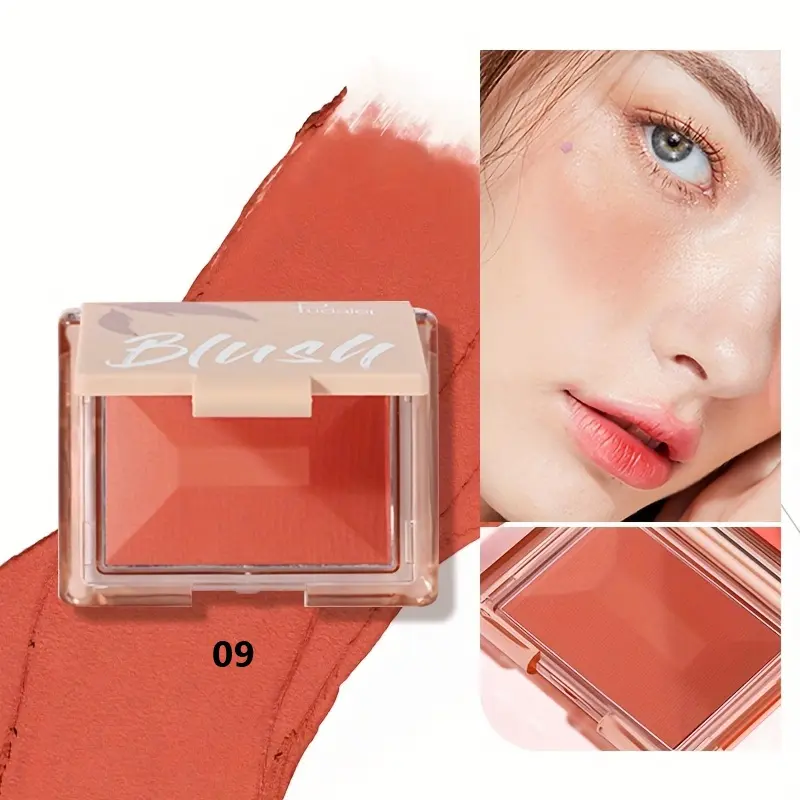 Matte waterproof blush, brightens skin tone, blush, eyeshadow and rouge 3 in 1, long-lasting natural nude makeup blush