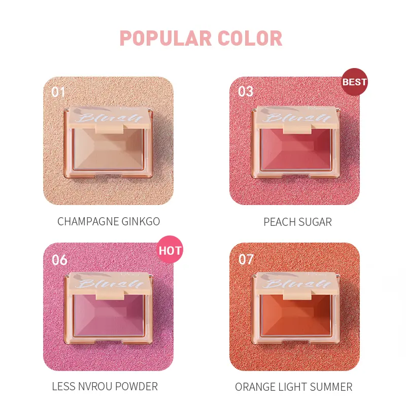 Matte waterproof blush, brightens skin tone, blush, eyeshadow and rouge 3 in 1, long-lasting natural nude makeup blush