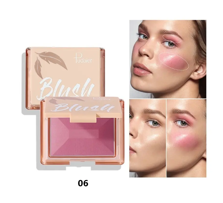 Matte waterproof blush, brightens skin tone, blush, eyeshadow and rouge 3 in 1, long-lasting natural nude makeup blush
