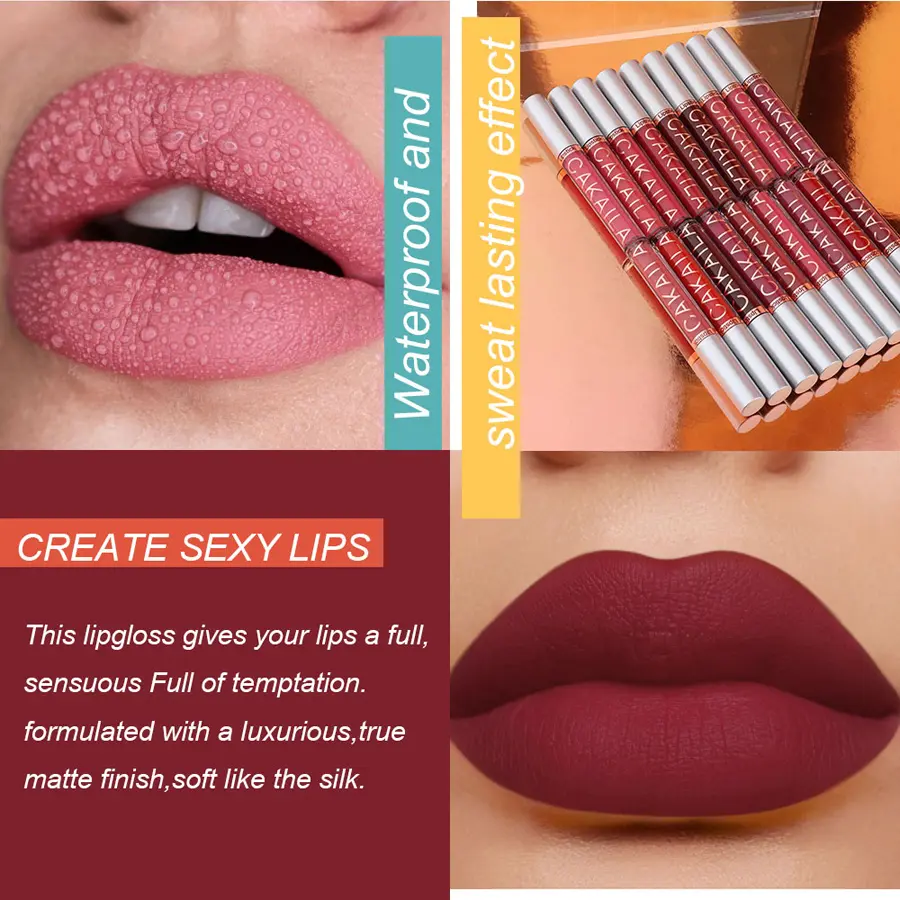 CAKAILA 18-Color NonStick Cup Lip Gloss Matte Velvet Lipstick Waterproof Long-lasting Liquid Lipstick Moisturizing Lip Stick