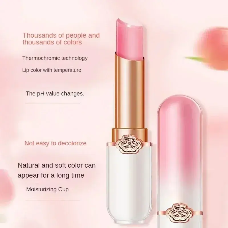 Temperature Changing Peach Flavor Lipstick Color Fruit Lipstick Moisturizing Waterproof Long-Lasting Lip Balm